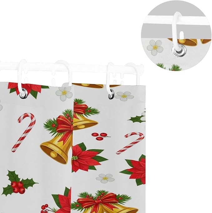 Christmas Leaves White Shower Curtain Liner 72×72 inch for Bathroom Curtain Anti Mold Shower Curtain with Hooks Shower Accessories - Image 5