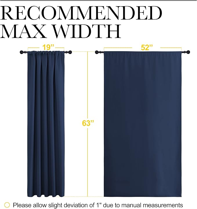 NICETOWN Navy Curtains Blackout Draperies - Modern Design Thermal Insulated Rod Pocket Blackout Drapes for Kid's Bedroom, Window Covering (1 Pair, 52 x 63 inches) - Image 7