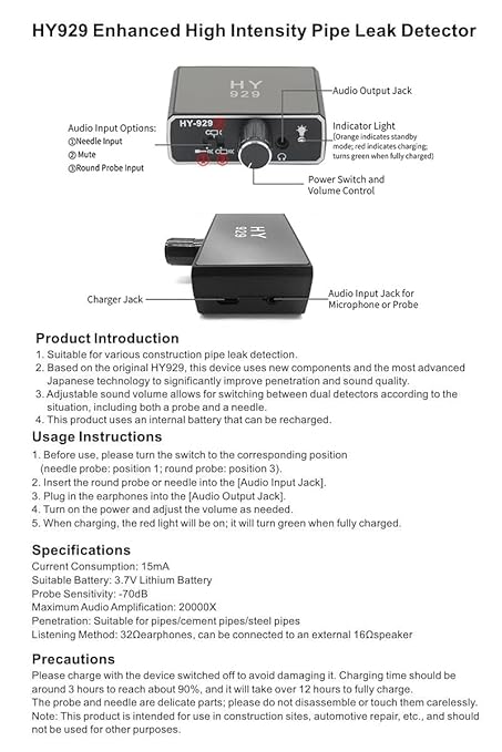 Water Leakage Detection, Underground Water Leak Detector, High Strength Sound Intensifier Water Pipe Leakage Monitor, Suitable for Site Construction, Car Maintenance - Image 7