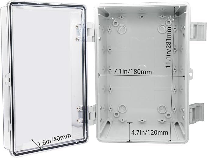Waterproof Electrical Box Dustproof Junction Box Weatherproof IP67 ABS Plastic Enclosure Switch Router Project Box with Mounting Plate with Wall Bracket 2 Cable Glands Clear 11.8"x7.9"x6.7" - Image 5
