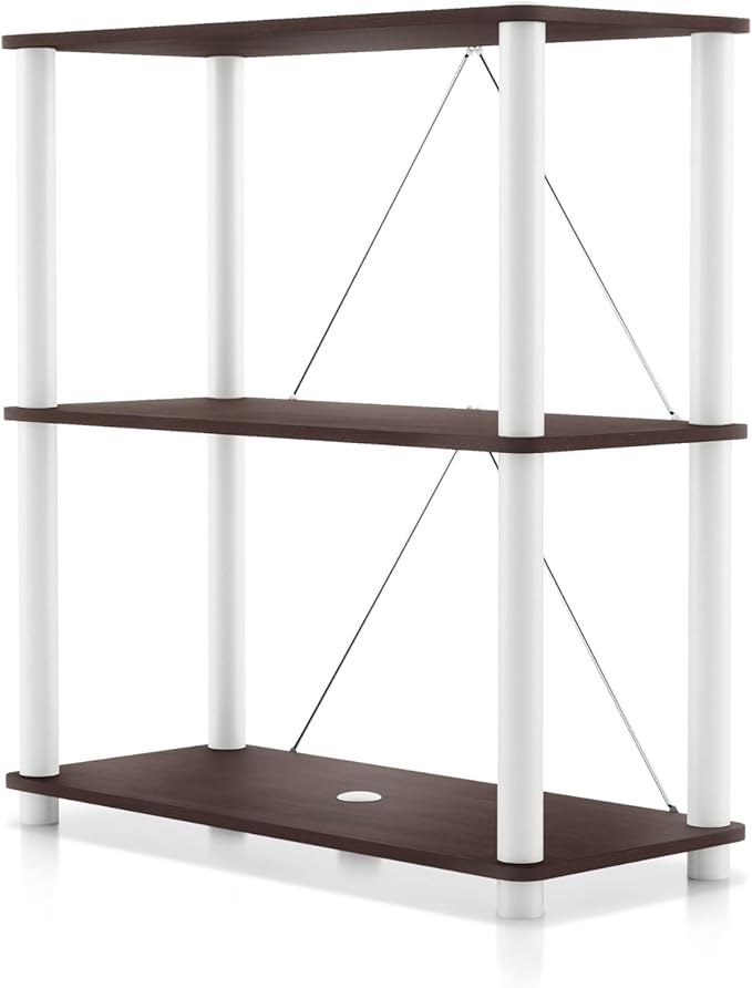 Homes: Inside + Out Apexa Modern 3-Tier Wide Shelving Units, Collectibles Display Shelves, Easy Assembly Standing Shelf, Home Storage Organizer for Living Room, Bedroom, Office, Espresso by HOMESInsideOut