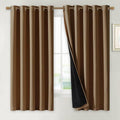 NICETOWN 100% Blackout Curtains with Black Liners, Gold Brown, 2 Panels, 62-inch W by 63-inch L, Thermal Insulated Full Blackout 2-Layer Lined Drapes, Energy Efficiency Window Draperies for Bedroom by NICETOWN