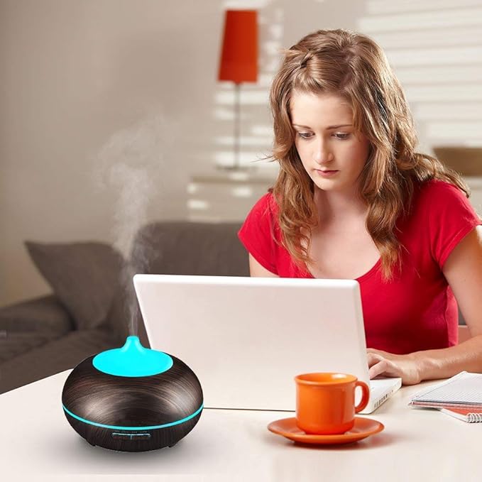 Aromatherapy Essential Oil Diffuser, JoySusie 300ml Wood Grain Ultrasonic Cool Mist Whisper-Quiet Humidifier with Color LED Lights Changing & 4 Timer Settings, Waterless Auto Shut-Off for Spa Baby - Image 4