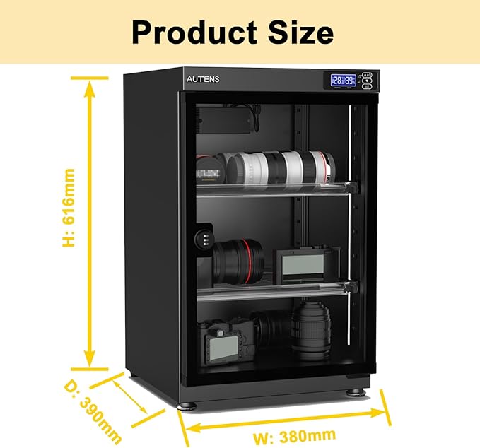 AUTENS Dehumidifying Dry Cabinet Box with Combination Lock,Digital Control Noiseless and Energy Saving,for Camera Lens,Electronic Equipment,Collectibles Storage,Temperature Humidity LED Screen (80L) - Image 2