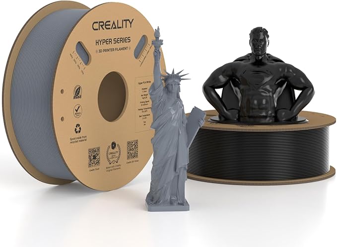 Creality Hyper PLA Filament 1.75mm Black & Grey 2KG, 30-600mm/s High Speed PLA Rapid 3D Printer Filament, 2 Pack 1kg Spool(2.2lbs), Dimensional Accuracy +/-0.02mm, Fit Most FDM 3D Printers by Creality