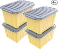 Nazhura Plastic Storage Bin, Stackable and Nestable Storage Boxes with White Lids and Secure Latching Buckles, Large Storage Container (Yellow/Purple, 72Quart-4Pack) by NazhuraGoodCompanionAtHome