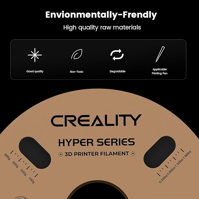 Creality Hyper 3D Printer PLA Black Filament High Speed Printing 1.75mm 2.2lbs Spool ±0.03mm Dimensional Accuracy Flow Durable Resistant Smooth for Ender 3 v3 Plus KE K1 Max K1C 3D Printers - Image 6