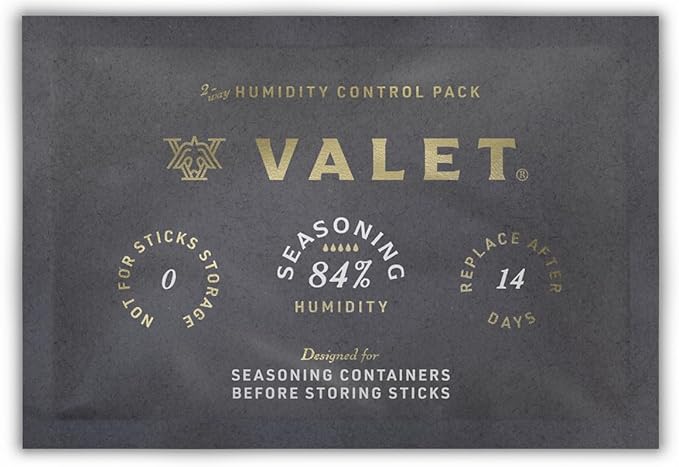Valet 84% Two-Way Humidity Pack for Seasoning Wood Containers, 60g Humidifier Pack Prevents Leaks and Controls Moisture with Natural Craft Paper Design, Individually Wrapped by Valet