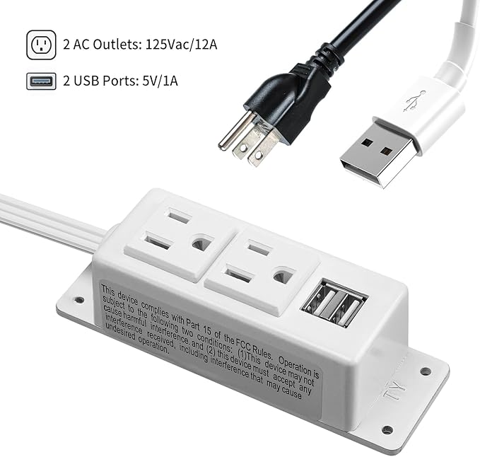 Gun Safe Power Outlet Kit, Briidea Gun Safe Accessory Electrical Outlet with USB for Interior Dehumidifiers and Lights, White - Image 3
