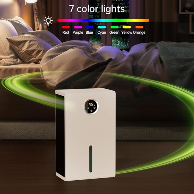 Dehumidifier for Home 1000 sq.ft 120 Ounce Energy Saving and Tank Quiet with 7 Colors LED Light WithTouch Screen Portable Home for Bedroom Bathroom Basement - Image 8
