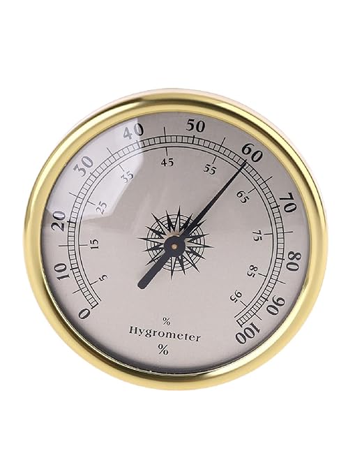 72mm Round Analog Hygrometer Gold Humidity Meter Gauge No Battery Needed Humidity Monitor for Home Office Room Indoor Use by Unknown