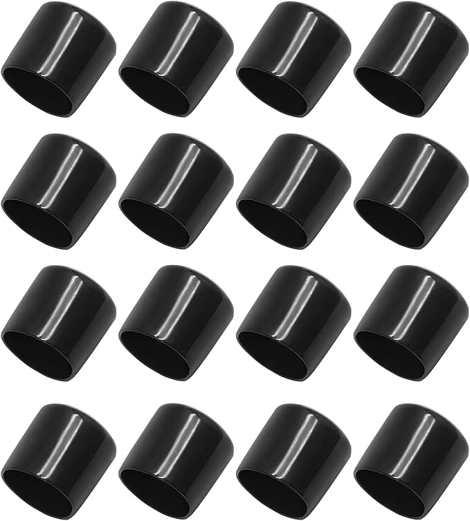 12 Pcs Round Rubber End Caps 1.1" (28mm) ID Vinyl Flexible Bolt Chair Foot Covers Screw Thread Chair Leg Protectors for Round Tubing Bolt Desk Chair Leg (Black) by Bonsicoky