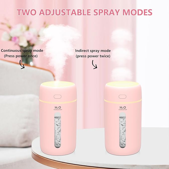 Lisacool Small Humidifier,Portable Mini Humidifier for Bedroom,Office, Car,Travel with Night Light, Auto Shut-Off,Super Quiet (Pink) - Image 3