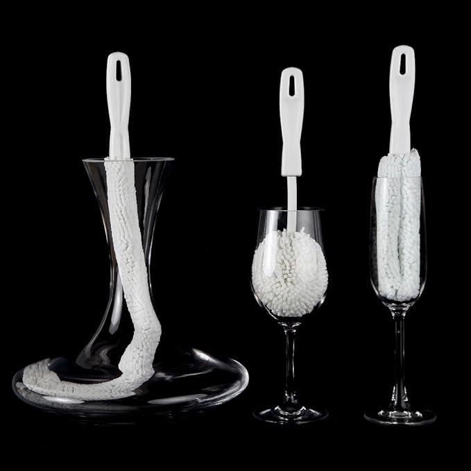 Lily's Home Decanter Cleaning Brush Set, Glassware Cleaning Brushes for Hard to Reach Areas, Ideal for Champagne Flutes, Beer Mugs, Baby Bottles and Narrow Neck Goblets (Set of 3) - Image 3