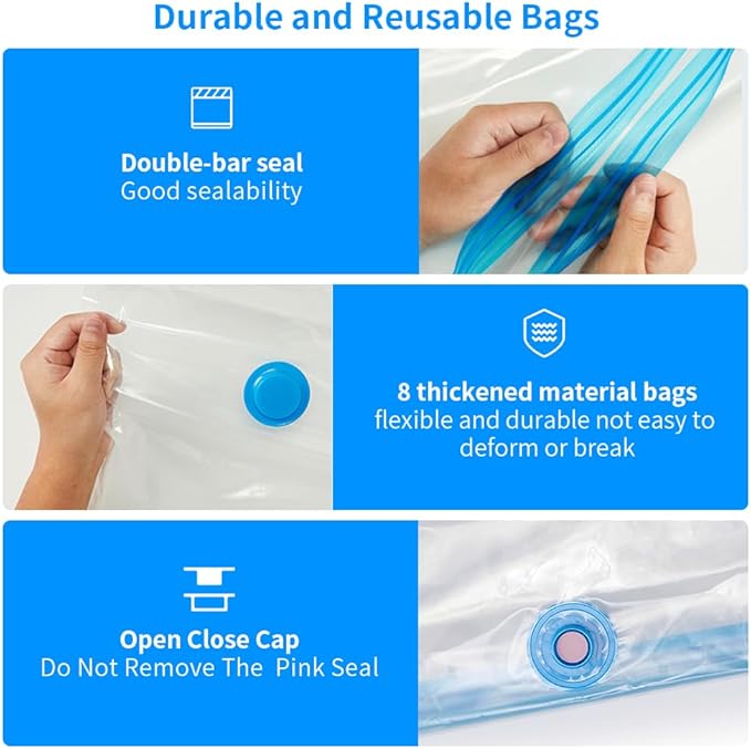 Creality 3D Printer Filament Storage Bags 40 x 40 CM, Large Transparent Sealed Bags with Electric Pump Dust Proof Humidity Resistant Keeping Filament Dry, Reusable Vacuum Storage Bags 8 PCS - Image 4
