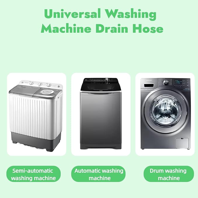 16-FT Universal Washing Machine Drain Hose Kit – Extra-Long Flexible Corrugated Extension for Washer/Dishwasher/Dehumidifier | 7-Piece Set: U-Bend Bracket, 4 Stainless Clamps + Adapter - Image 7