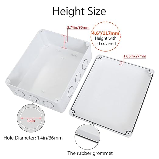 LeMotech Junction Box, Electrical Box IP65 Water Resistant Dustproof ABS Plastic Project Enclosure for Electronics White 11.8 x 9.8 x 4.7 inch - Image 6