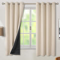 BGment Thermal Insulated 100% Blackout Curtains 63 Inch Length 2 Panels, Total Light Blocking Curtains for Bedroom, Grommet Window Drapes with Thick Black Liner, 52 Inch Wide Each Panel, Champagne by BGment