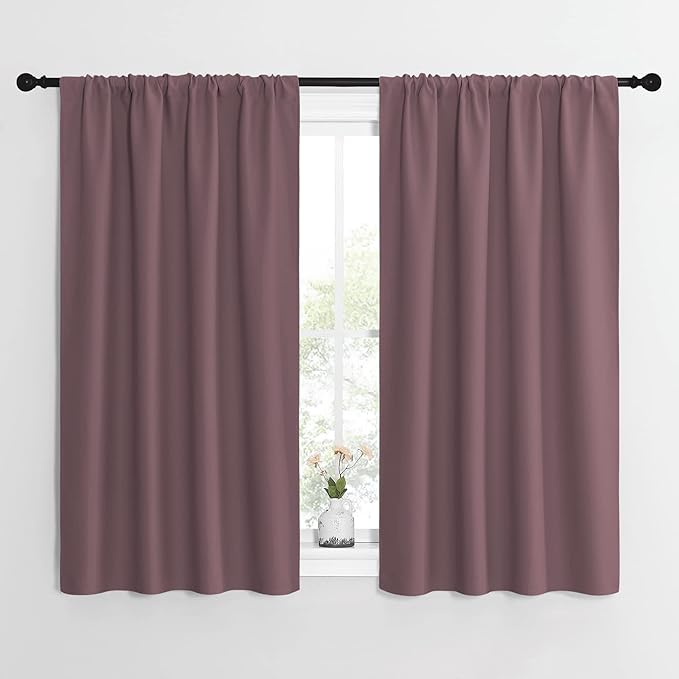 NICETOWN Kitchen Curtains, Short Blackout Curtains & Drapes, Home Decoration Privacy Thermal Insulated Curtains for Unicorn Theam Room (Dry Rose, 42" Wide, 54" Long, 2 PCs) by NICETOWN