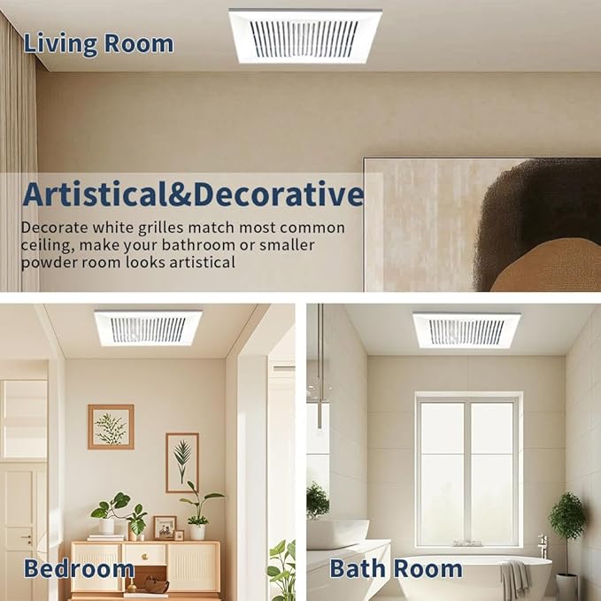 Bathroom Exhaust Fan 88CFM 1.0 Sone, Ultra-quiet Bathroom Vent Fan System Extractor Energy Saving Ceiling Exhaust Ventilation Shower Bath Fan - Image 8