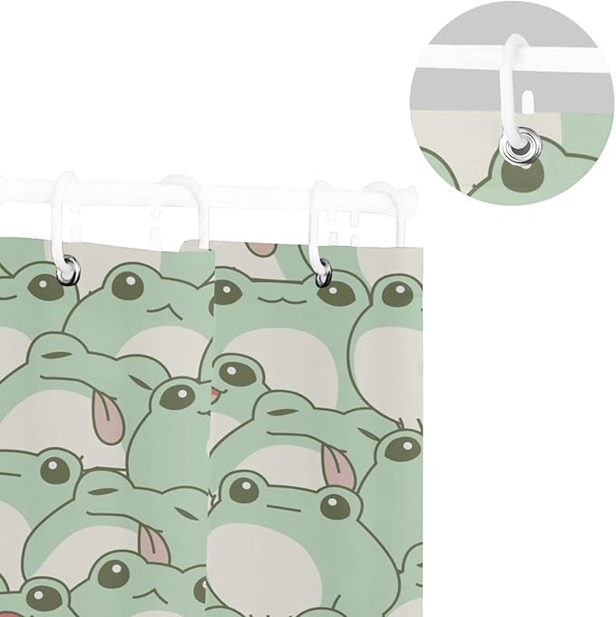 Burbuja Shower Curtain for Bathroom, Cute Frogs Waterproof Washable Shower Bath Curtain for Home Hotels with 12 Hooks, 60x72 in - Image 5