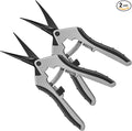 6.5" Ultra Sharp Pruning Shears, 2-Pack Garden Scissors with Stainless Steel Blades, Ergonomic Grip, Rust Resistant, Safety Lock, Trimming Scissors for Plants (1pc Straight & 1pc Curved) by URADVANCE