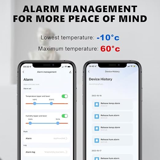 WiFi & Bluetooth Temperature and Humidity Monitor,Compatible with Alexa and Google Home,for Home, Baby Rooms,Greenhouses Accessories, Garages, Office 4Pack(No Include Battery) - Image 6