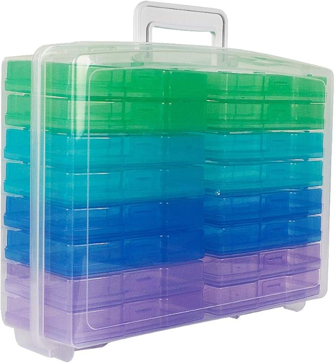 novelinks Transparent 4" x 6" Photo Organizers and Photo Storage Box with Handle, 16 Inner Photo Cases, Portable Picture Organizers & Photo Storage Containers (Cool-Colored) - Image 6