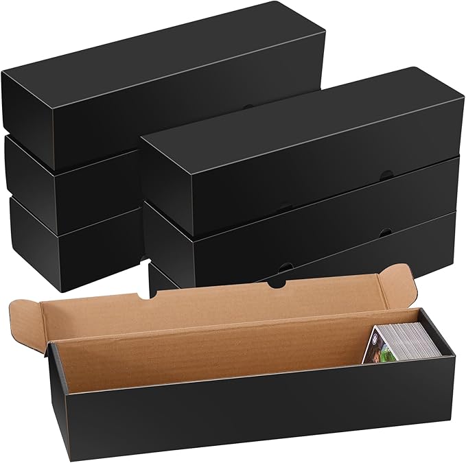 Yexiya 6 Pcs 800 Count Storage Box Card Holders, Trading Cards Sports Collector Boxes Organizer for Baseball Football Sports, and Playing, Cardboard, Game, Black by Yexiya