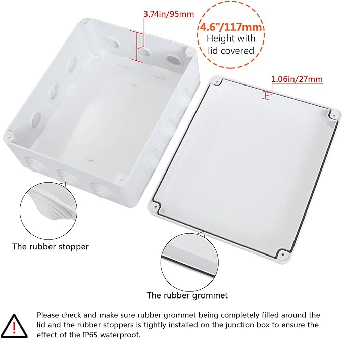 LeMotech ABS Plastic Dustproof Waterproof IP65 Junction Box Universal Electrical Project Enclosure White 11.8 x 9.8 x 4.7 inch (300 x 250 x 120 mm) - Image 4