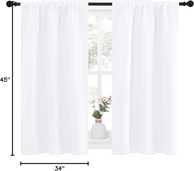 NICETOWN White Curtains for Kitchen Window, Home Decoration Light Filtering Curtains & Drapes for Small Window (34 in x 45 in (W x L), 1 Pair) - Image 10