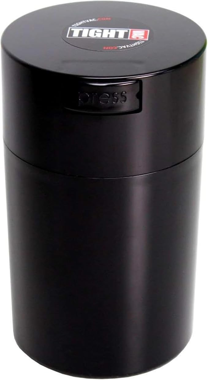 Tightvac 1 oz to 6 ounce - Patented Airtight Container | Multi-use Vacuum Container Works as Smell Proof Containers for Herbs and Dry Goods. Black by Tightpac+America+Inc.