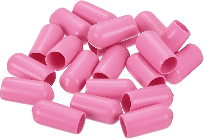 uxcell 20pcs Rubber End Caps 7mm ID Vinyl PVC Round Tube Bolt Cap Cover Screw Thread Protectors Pink - Image 4