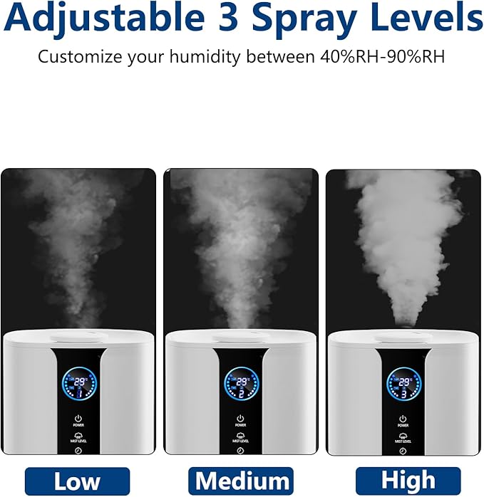 9L Smart Humidifiers for Bedroom Large Room, 2.3Gal Cool Mist Top Fill Diffuser App & Remote Control, 3 Mist Modes, Quiet Humidifier for Home Office Plant (APP White) - Image 4