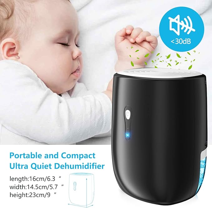 Dehumidifiers for Home 27oz(800ml) Small Auto Shut off Dehumidifiers with Drain Hose,Portable Ultra Quiet Mini Dehumidifier Effective for Bathroom, Basement, Garage, RV, Gun Safe, Closet - Image 6
