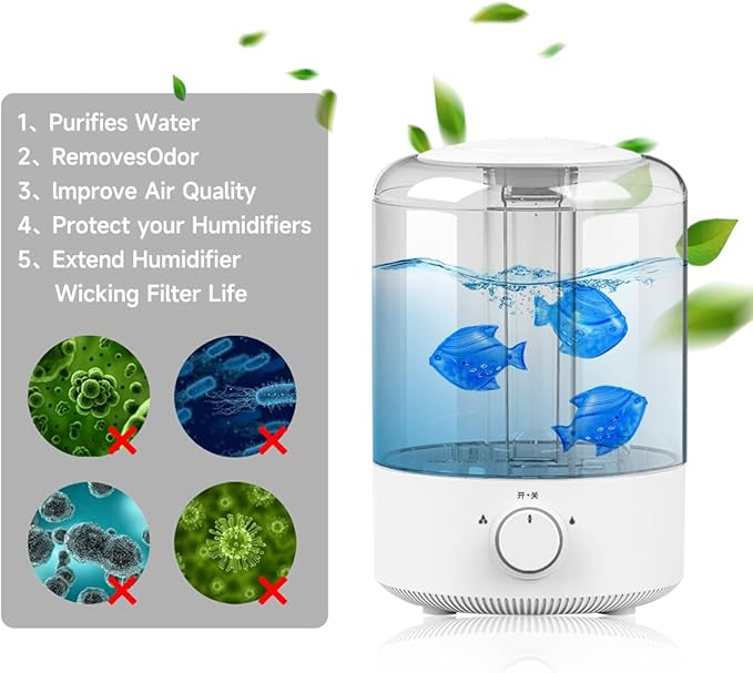 Humidifier Tank Cleaner, 10PCS Universal Humidifier filters fish Compatible with Drop,Droplet, Warm&Cool Mist Humidifiers, Fish Tank, Keep The Water (Fish-blue) - Image 4