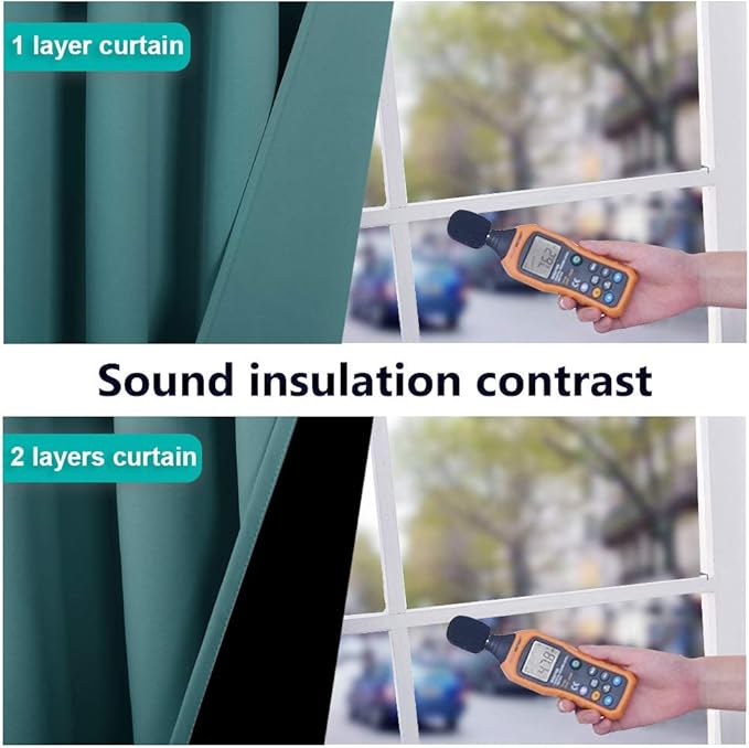 NICETOWN 100% Blackout Curtain with Black Liner, Thermal Insulated 2-Layer Lined Drape, Room Cooling Small Window Drapery for Dining Room (Sea Teal, 1 Panel, 52 inches W by 54 inches L) - Image 2