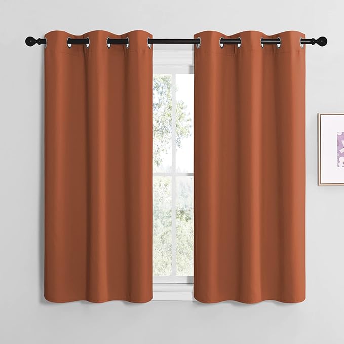 NICETOWN Bedroom Curtains 50 inches Long, Privacy and Thermal Insulated Blackout Drapes for Windows (Burnt Orange, 1 Pair, 42 x 50 inches) by NICETOWN