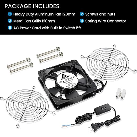 GDSTIME 120mm x 25mm 110V 115V 120V AC Powered Fan Dual Ball Bearing for DIY Cooling Ventilation Exhaust Projects - Image 7