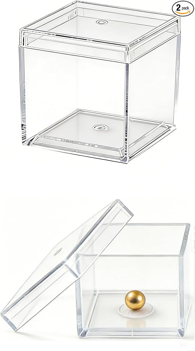 KissYou Small Acrylic Box with Lid Clear Candy Boxes Acrylic Square Cube 4 Pieces Display Case Transparent Jewelry Storage Box Party Decorative Boxes by KissYou