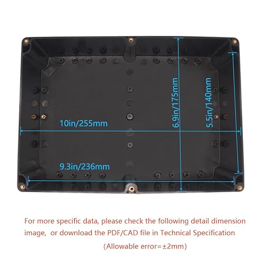 Zulkit Junction Box ABS Plastic Dustproof Waterproof IP65 Universal Electrical Boxes Project Enclosure with Fixed Ear Black 10.4 x 7.2 x 3.7 Inch (263 x 182 x 95 mm) (Pack of 1) - Image 5