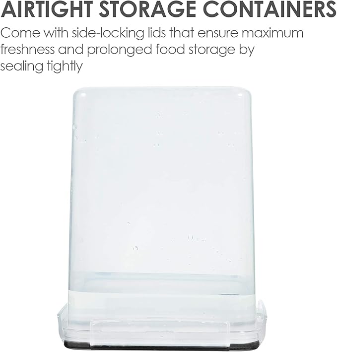 Vtopmart 4 PCS Large Food Storage Containers 5.2L / 175oz, 4 Pieces BPA Free Plastic Airtight Canisters for Flour, Sugar, Baking Supplies, Rice with Lids, 4 Measuring Cups and 24 Labels, Black - Image 5