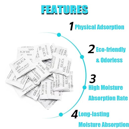 Reusable Desiccant Bags, 100 x 1 Gram Silica Gel Packets - Moisture Absorber for Food, Electronics, Gun Safe, Closet Storage, Reactivable Dehumidifier for Home and Travel - Image 3