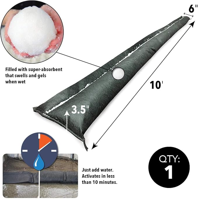 Quick Dam QD610-1 Water Activated Flood Barrier 10 feet, 1-Pack - Image 3