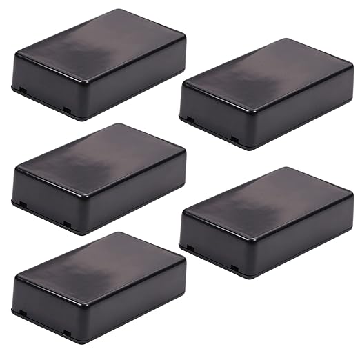 Fielect 5Pcs Dustproof Electronic Junction Box Plastic Enclosure Project Box for Electronic Projects ABS Black 3.35 x 1.97 x 0.83 inch by Fielect