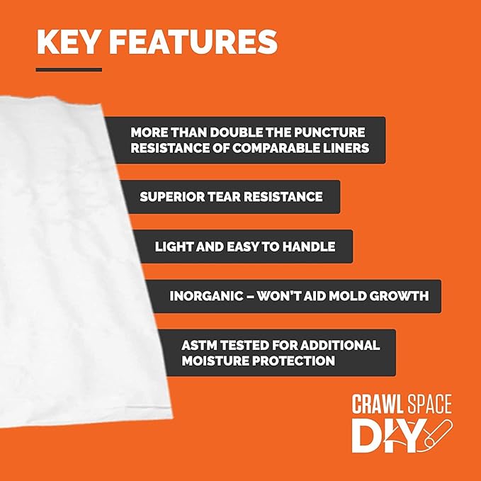 Whitecap - Woven Vapor Barrier - 20 Mil (12' x 100'), Thick Plastic sheeting, Drop Cloth Moisture Barrier Covering for Crawl Space Encapsulation, Life-Time Warranty - Image 6