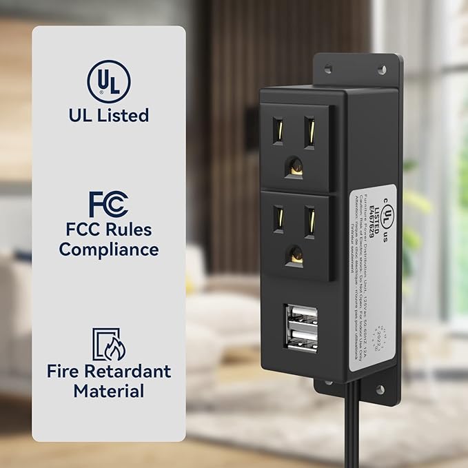 Gun Safe Accessory Electrical Power Outlet Kit, Hidden Outlet Gun Cabinet Accessories with USB, Mountable for Interior Dehumidifiers and Lights (Black, UL Listed) - Image 5