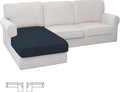Easy-Going Stretch Sectional Couch Covers 1 Piece Chaise Lounge Slipcover L Shape Separate Cushion Couch Seat Chaise Cover for Both Left/Right Sectional Couch Dark Blue by Easy-Going
