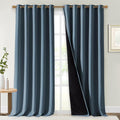NICETOWN 100% Blackout Curtains for Windows, Pack of 2, 70" W x 108" L, Smoky Blue, Super Heavy-Duty Black Lined Total Darkness Drapes for Bedroom, Privacy Assured Window Treatment for Patio by NICETOWN