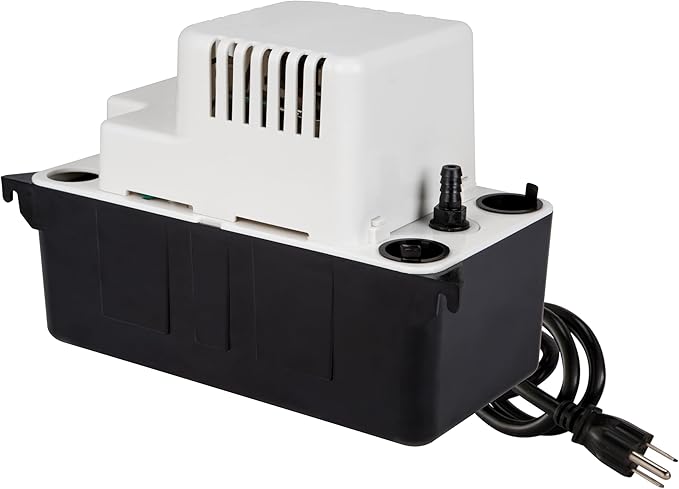 Little Giant VCMA-15UL 115 Volt, 65 GPH, 1/50 HP Automatic Condensate Removal Pump for HVAC/Refrigeration Systems/Dehumidifiers (no safety switch), 6-Foot Cord, Black/White, 554401 by LittleGiant